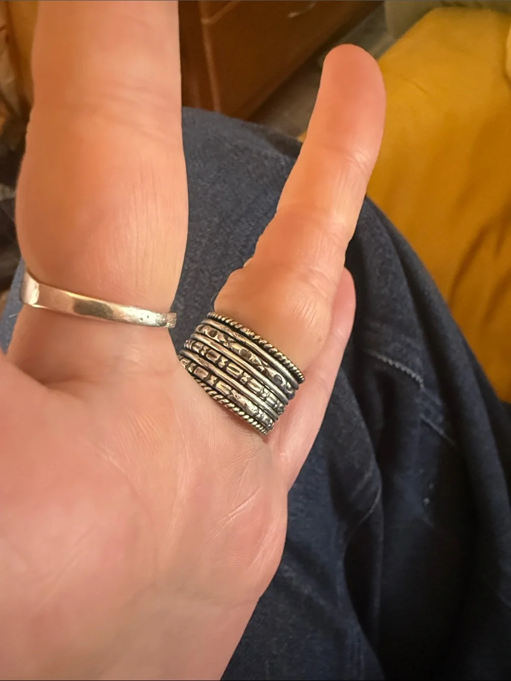 Boho spinner ring Sterling silver